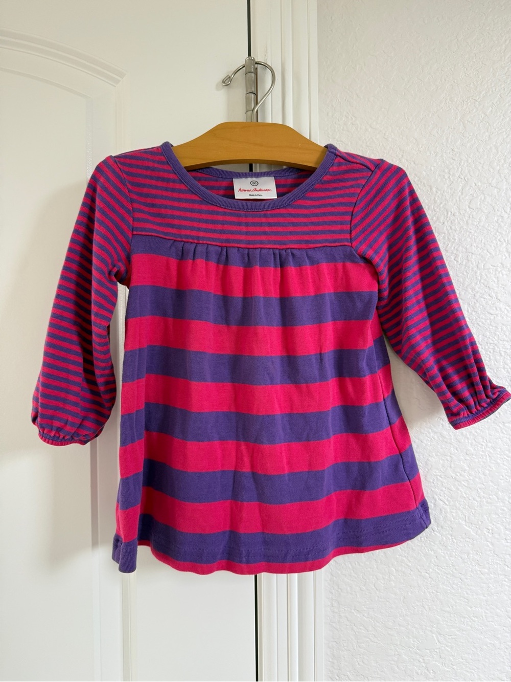 Hanna Andersson retro 18-24 month Girls' Pink & Purple Striped Long-Sleeve Top